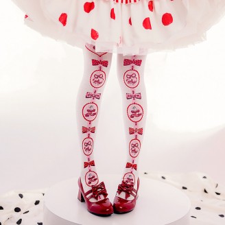 Cherry Bowknot Sweet Lolita Stockings OTKS by Roji Roji (RO01)